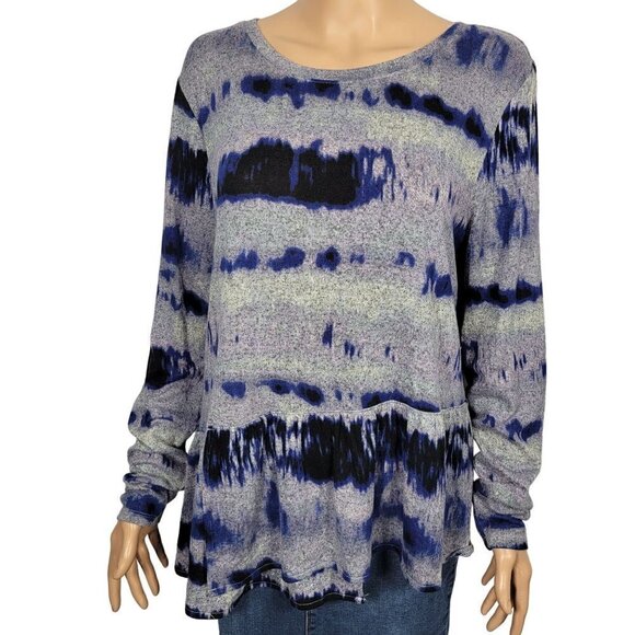 NWT Simply Vera Vera Wang Ruffle Blue/Purple Tie-Dye Sweater Size L - Picture 2 of 12